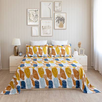 HOMEMONDE Cotton Single Flat 210 TC Printed Bedsheet
