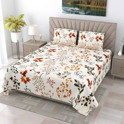 DIGITRENDZZ Cotton King Flat 300 TC Floral Bedsheet