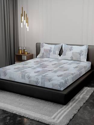 MAYAS COLLECTION Cotton Super King Flat 310 TC Printed Bedsheet