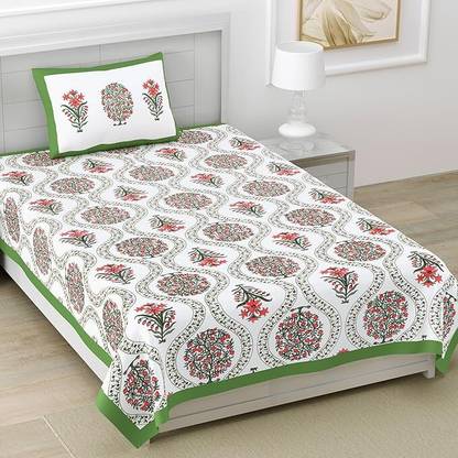 urban jaipur Cotton Single Flat 210 TC Jaipuri Prints Bedsheet