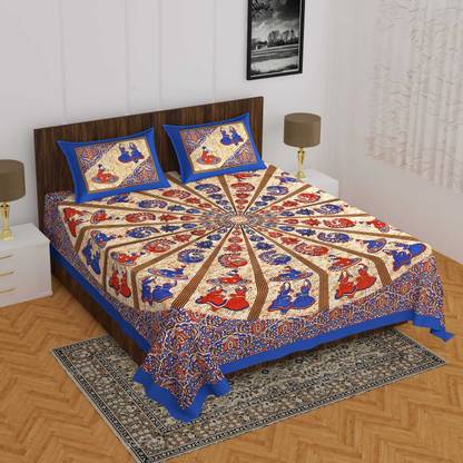 Tm Mega 140 TC Cotton Queen Printed Flat Bedsheet