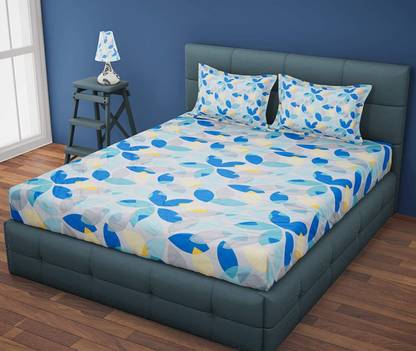RUSTIC LINEN 144 TC Microfiber King Printed Fitted (Elastic) Bedsheet