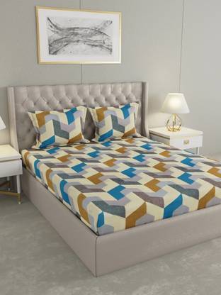Raymond Home Microfiber Double Flat 100 TC Geometric Bedsheet