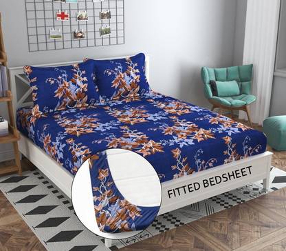 Delight Zone 170 TC Cotton King Printed Fitted (Elastic) Bedsheet