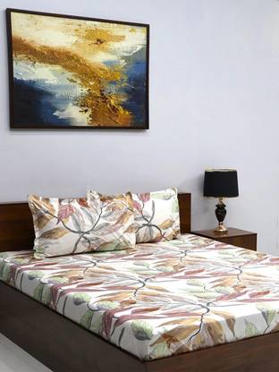 Bombay Dyeing Microfiber Double Flat 164 TC Floral Bedsheet