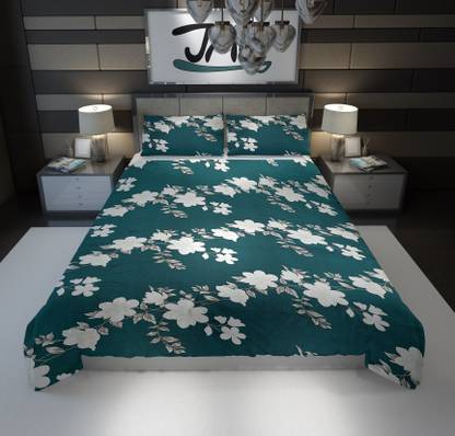 JAW Velvet, Microfiber, Polyester Double Flat 200 TC Floral Bedsheet