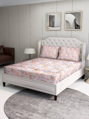 Bombay Dyeing Cotton Super King Flat 120 TC Floral Bedsheet