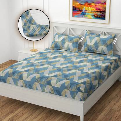 YaAkholic Microfiber Queen Fitted (Elastic) 220 TC Floral Bedsheet