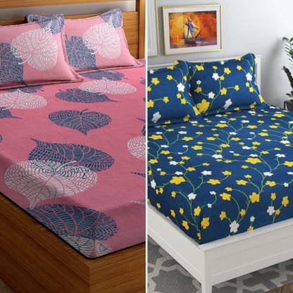 VAS COLLECTIONS 144 TC Microfiber Double Abstract Flat Bedsheet