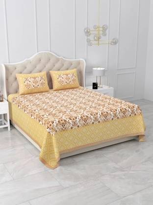 Ananta 144 TC Cotton Double Printed Fitted (Elastic) Bedsheet