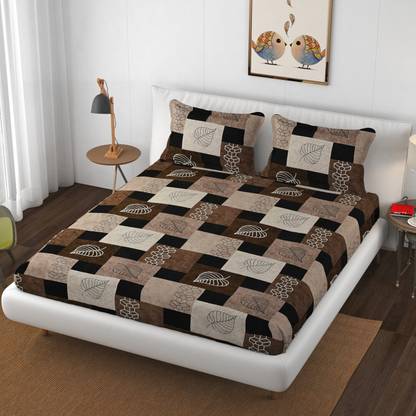 vesture 220 TC Cotton Double Geometric Flat Bedsheet