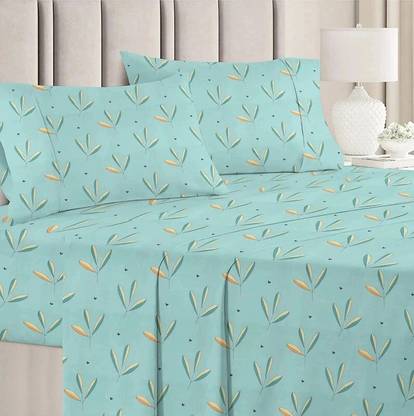 VAS COLLECTIONS Cotton Double Flat 160 TC Floral Bedsheet