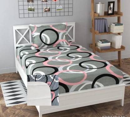 Home Garage 210 TC Cotton Single Floral Fitted (Elastic) Bedsheet