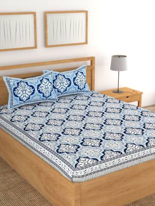 Lali Prints 180 TC Cotton King Jaipuri Prints Flat Bedsheet
