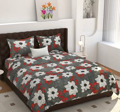 Decent Home Microfiber Double Flat 140 TC Floral Bedsheet