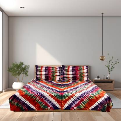 Jaipur Weaves 144 TC Cotton Double Jaipuri Prints Flat Bedsheet