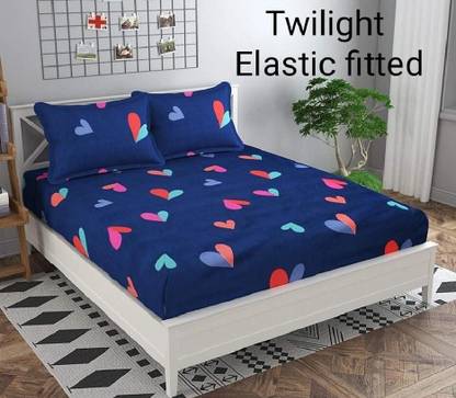 Laying Style 350 TC Cotton King Printed Fitted (Elastic) Bedsheet