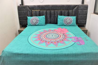 jaiswal 220 TC Cotton Double Self Design Flat Bedsheet