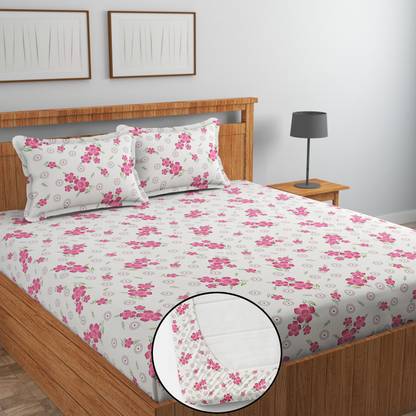Delight Zone 170 TC Cotton King Printed Fitted (Elastic) Bedsheet