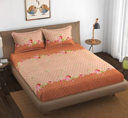 Flipkart SmartBuy 250 TC Polycotton Double Floral Flat Bedsheet
