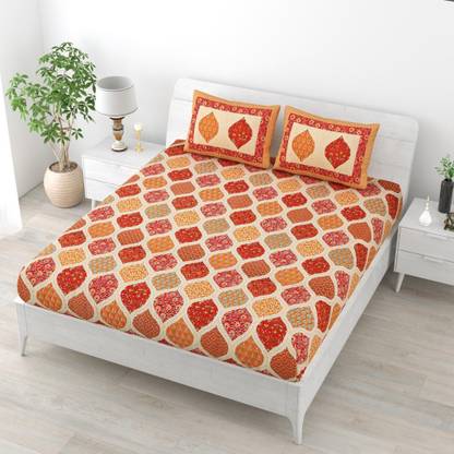 eTape Cotton Double Flat 104 TC Floral Bedsheet