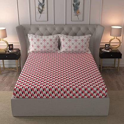 Indo Count 144 TC Cotton Double Geometric Flat Bedsheet