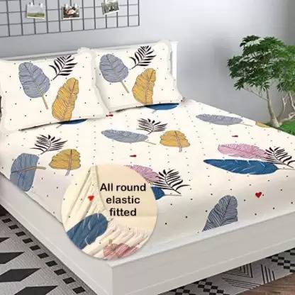 EXFAB 244 TC Cotton King Printed Fitted (Elastic) Bedsheet