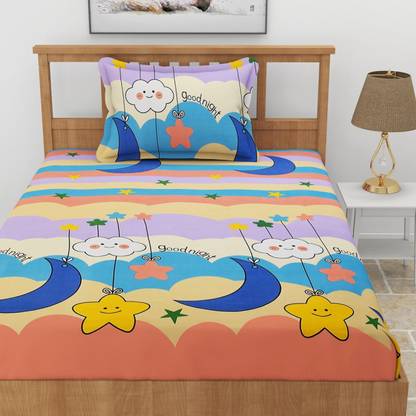 Weave & Décor Microfiber Single Flat 300 TC Cartoon Bedsheet