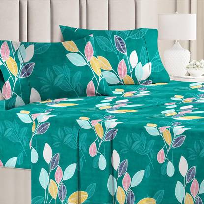 Manojs Polycotton King Flat 160 TC Checkered Bedsheet