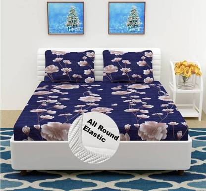 sabhya creation 180 TC Cotton King Printed Fitted (Elastic) Bedsheet