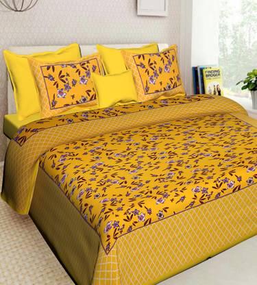 shree sd creation 170 TC Cotton Double Jaipuri Prints Flat Bedsheet