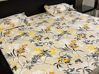 LUMORA NEST 300 TC Cotton Queen Floral Flat Bedsheet