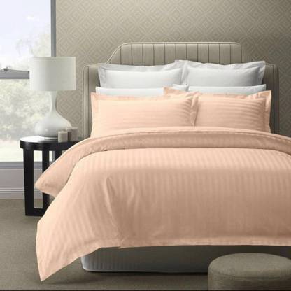 Village Creation Cotton King Flat 180 TC Striped Bedsheet