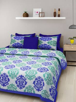 shree sd creation 170 TC Cotton Double Jaipuri Prints Flat Bedsheet