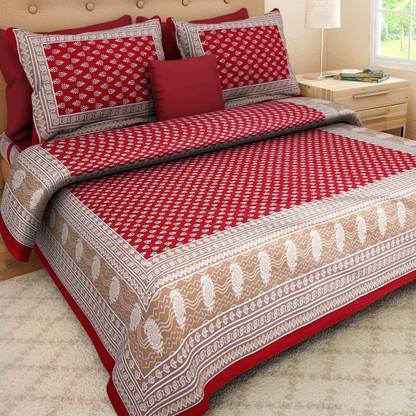 Poorak 104 TC Cotton Double Printed Flat Bedsheet