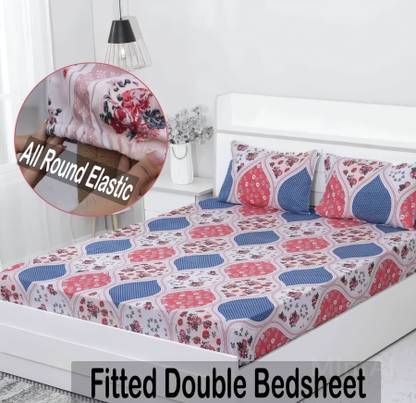 CLOVIS KRAFTS 240 TC Microfiber King Printed Fitted (Elastic) Bedsheet