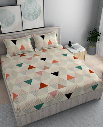 Flipkart SmartBuy 144 TC Microfiber King Printed Fitted (Elastic) Bedsheet