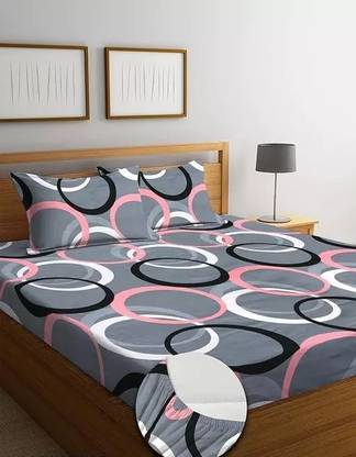 4STRON 350 TC Cotton Double Abstract Fitted (Elastic) Bedsheet