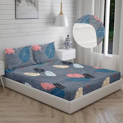 BLUEDOT Microfiber Double Fitted (Elastic) 160 TC Self Design Bedsheet