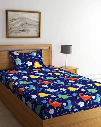 BLENZZA DECO 180 TC Cotton Single Printed Flat Bedsheet