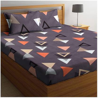 Manojs 160 TC Polycotton King Checkered Flat Bedsheet