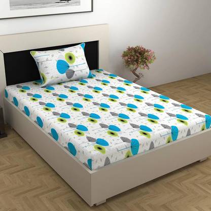 Divine Casa Cotton Single Flat 144 TC Floral Bedsheet