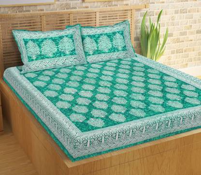 Lali Prints 160 TC Cotton Double Jaipuri Prints Flat Bedsheet