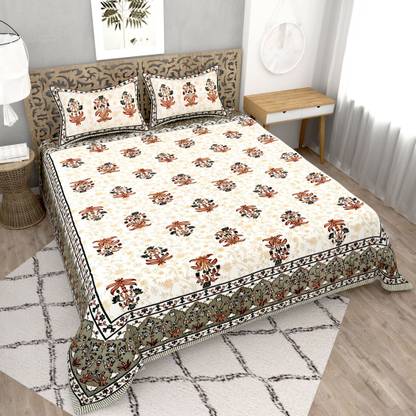 Lali Prints 180 TC Cotton Double Printed Flat Bedsheet