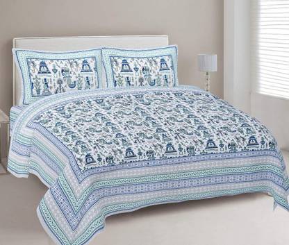 kashyap creation 250 TC Cotton King Jaipuri Prints Flat Bedsheet
