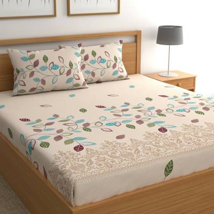 CG Homes 180 TC Cotton Double Printed Flat Bedsheet