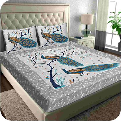 NSPR 144 TC Cotton Double Checkered Flat Bedsheet
