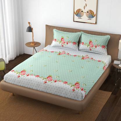 Fibre touch 200 TC Cotton Double Printed Fitted (Elastic) Bedsheet