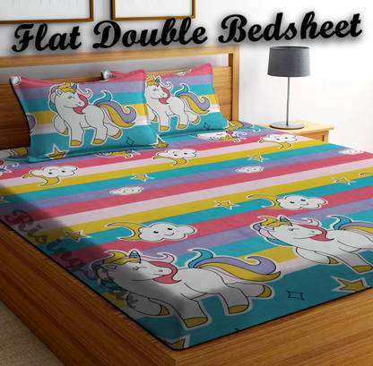 RisingStar 160 TC Cotton Double Printed Flat Bedsheet
