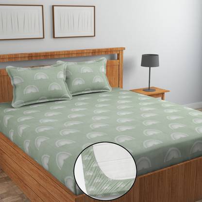 Delight Zone 170 TC Cotton King Printed Fitted (Elastic) Bedsheet